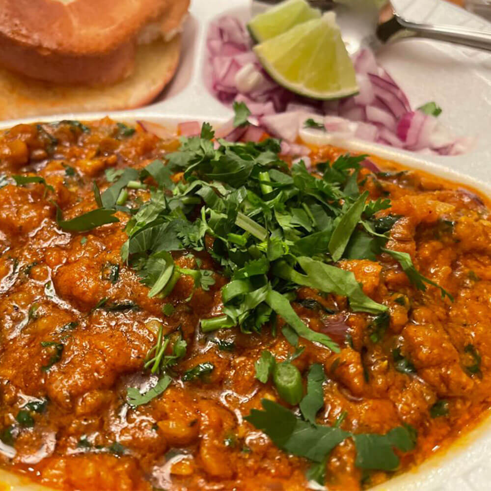 Pav bhaji Indian street food served at Indian restaurant near me